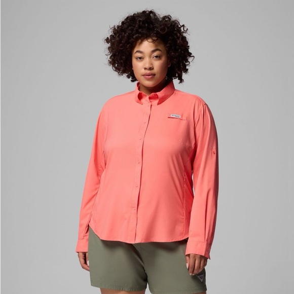 Columbia Women's Peach Button-Down Shirt - Picture 1 of 6